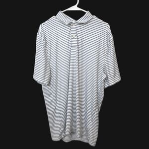 Abercrombie & Fitch White Black Striped Soft Air Knit Classic Polo Shirt Size XL